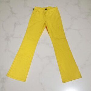 Vtg SOUTHPOLE Juniors  Size 7 Yellow Denim Jeans 90s Baggy Wide Leg Flare 9"
